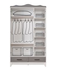 Ottoman Grey 3 Kapılı Dolap